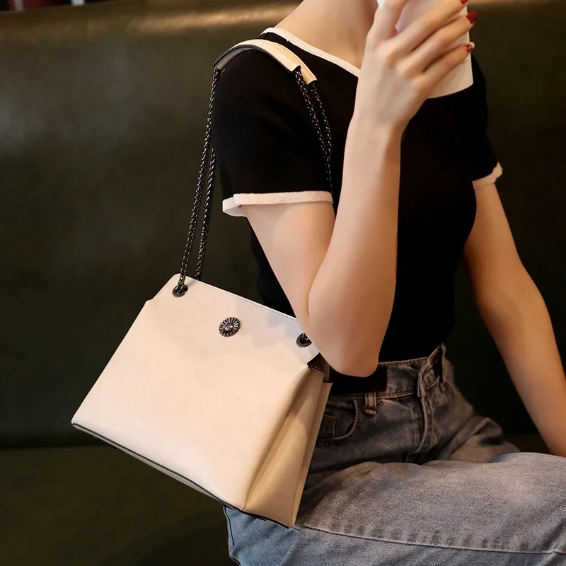 women's Split Cow Leather Shoulder Bag Crossbody s Female Fashion Totes Handbag All-match Top-handle Purse Vintage C1605