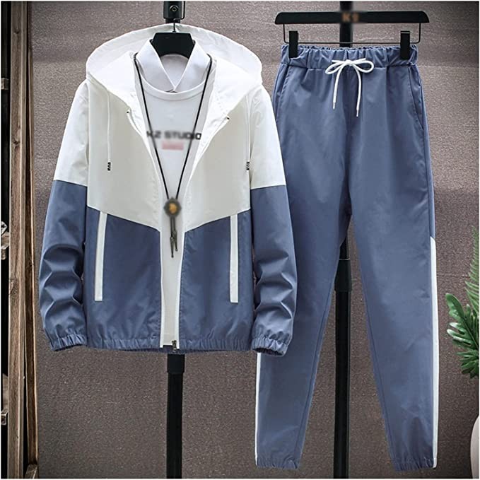MMLLZEL Men Tracksuit Casual Hoodies Sets Male Jackets+Pants Two Piece Sets Hip Hop Streetwear Sports Suit Patchwork (Color : A, Size : L Code)