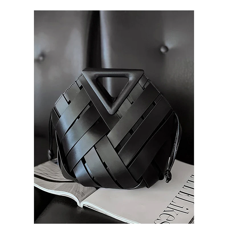 2023 Women‘s Fashion Original Designer Hobo Knotted Bag Cowhide Handbag Weave Big Hollow Out Bags