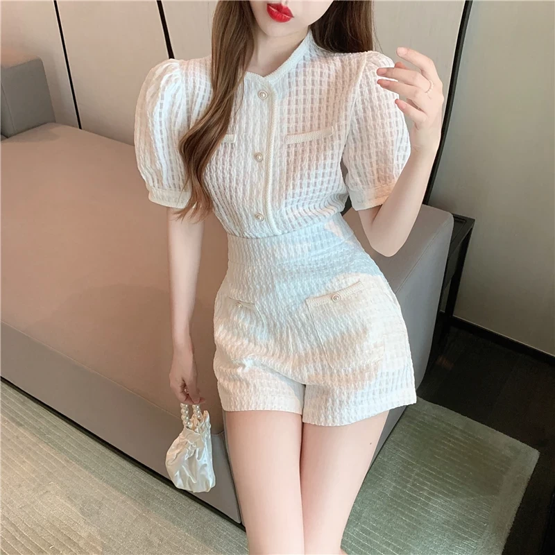 2023 Summer Women's Short Sets Korean Fashion Top and Shorts 2 Piece Set Outfits Suit with Shorts for Women New In Matching Sets