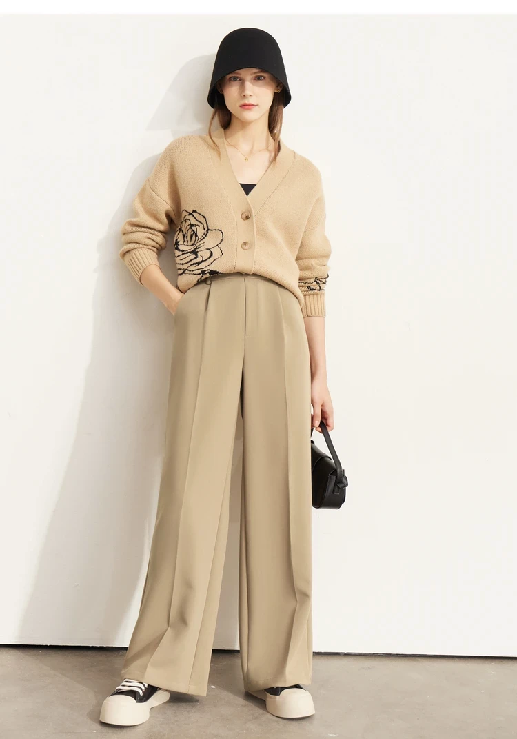 AMII Minimalism Autumn 2025 New Suit Pants Women Fashion All-match Casual High Waist Wide Leg Loose Floor Length Pants 12270335