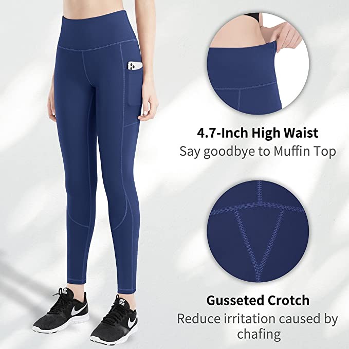 HOFI Women's High Waisted Yoga Pants Side and Inner Pockets with Tummy Control Athletic Leggings