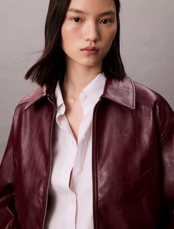 Crinkled Texture Bomber Jacket