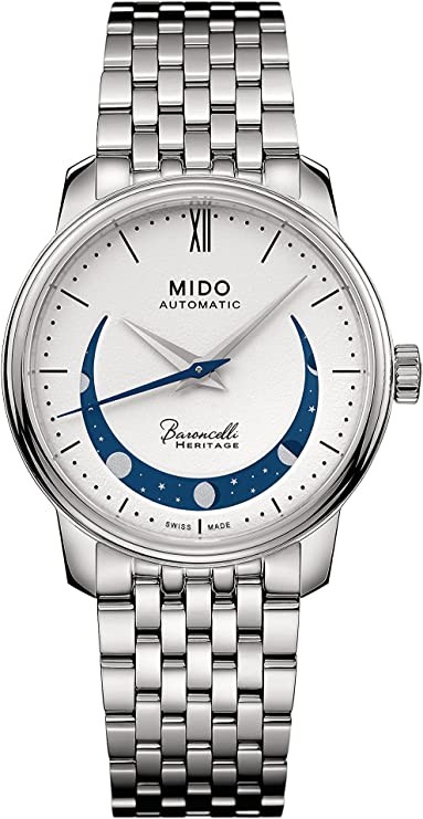 MIDO Ladies Moon Phase BARONCELLI Automatic Winding Watch M0272071101001, Off-White