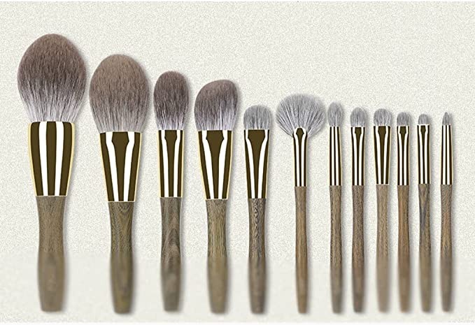 IRDFWH 12 Green Sandalwood Makeup Brush Set Full Set of Loose Powder Brush Eyeshadow Green Sandalwood