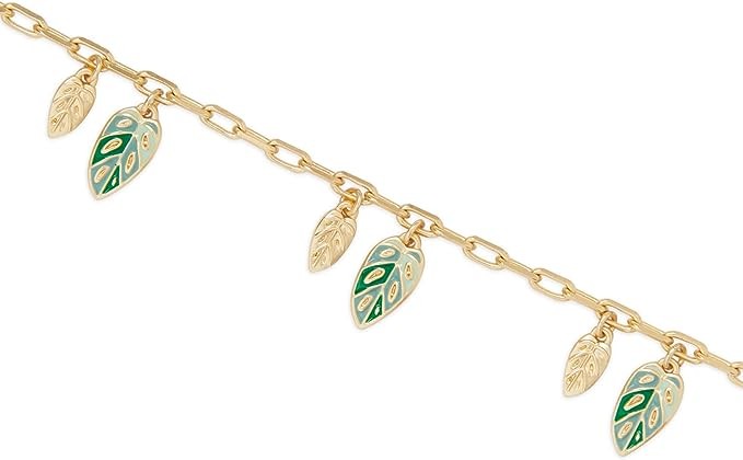 Lucky Brand 珐琅 Monstera 魅力手链,金色,均码, 均码, 金属, 无宝石