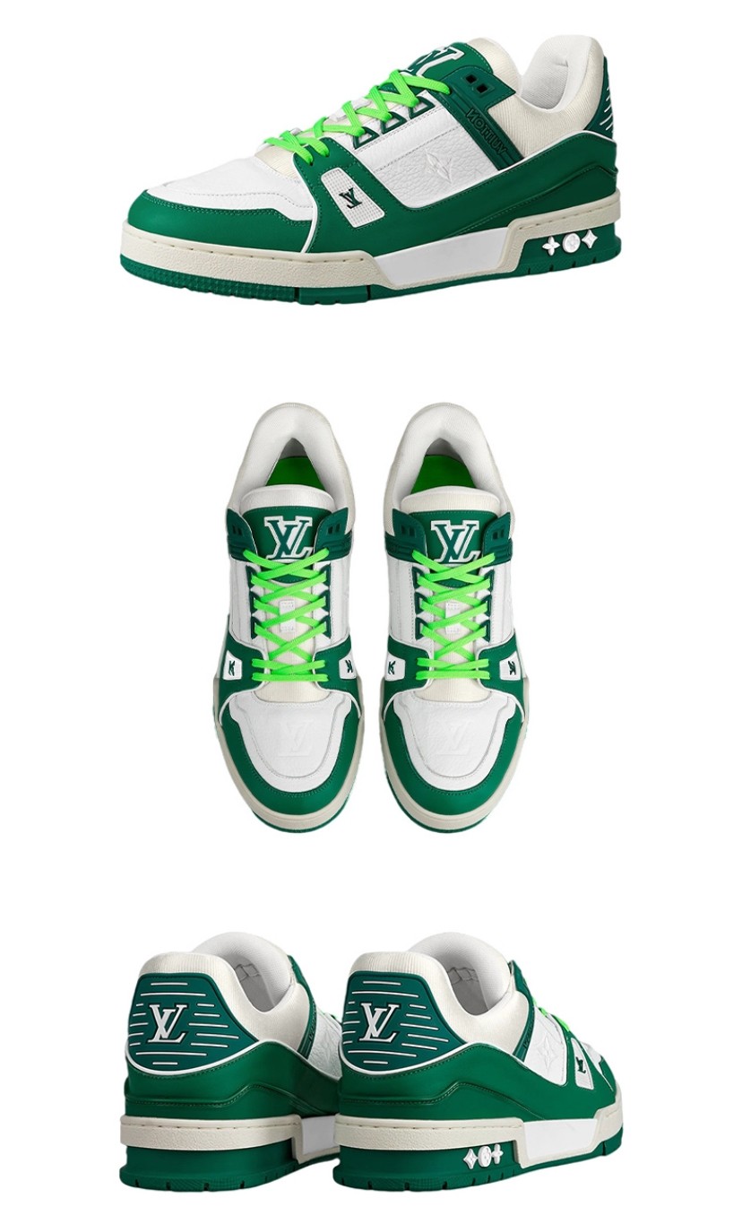 LOUIS VUITTON Trainer 牛仔布皮革 休闲 低帮 低帮 时尚板鞋 男女同款 牛仔蓝白配色