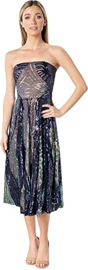 Dress the Population Women's Ruby Fit and Flare Midi Dress