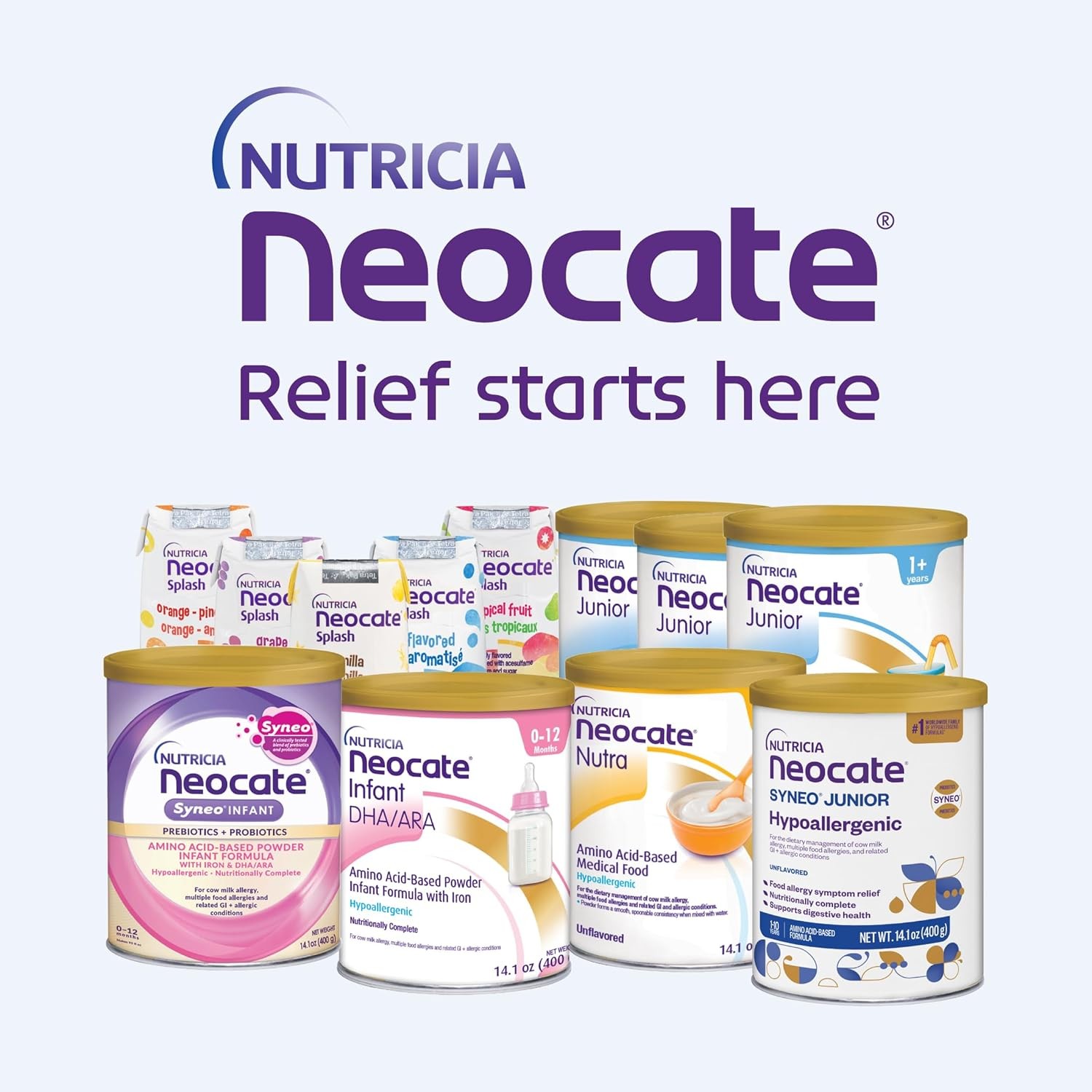 Nutricia Neocate Junior Baby Formula – Hypoallergenic, Dairy-Free, Amino Acid-Based – Chocolate, Vanilla, Syneo Junior, Unflavored – Powdered Formula for 1+...