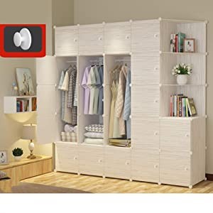 Wood Pattern Armoire Wardrobe Closet with Hanging Rod, Portable Bedroom Armoire Modular Cabinet Garment Rack Cube Storage Shelf-j L183xw47xh183cm(72x19x72inch)