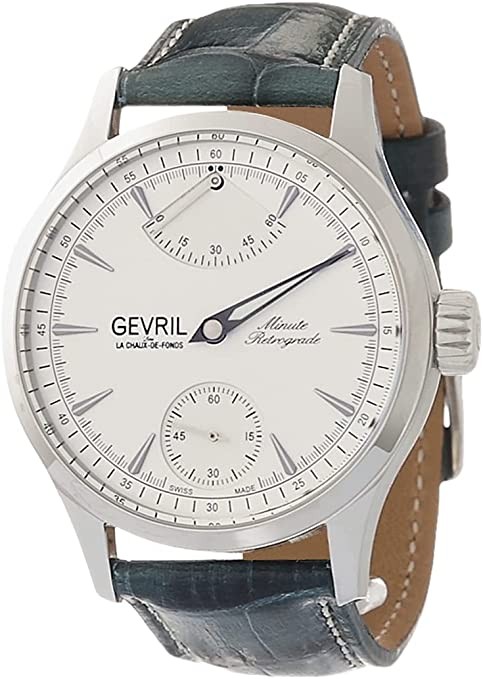 Gevril Men's Stainless Steel Swiss Mechanical Watch with Italian Leather Strap, Blue, 20 (Model: 462002-L2)