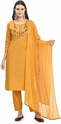 Manaf Beautiful Thread embroidery on Yoke Kurti along with trousers and dupatta II embroidery