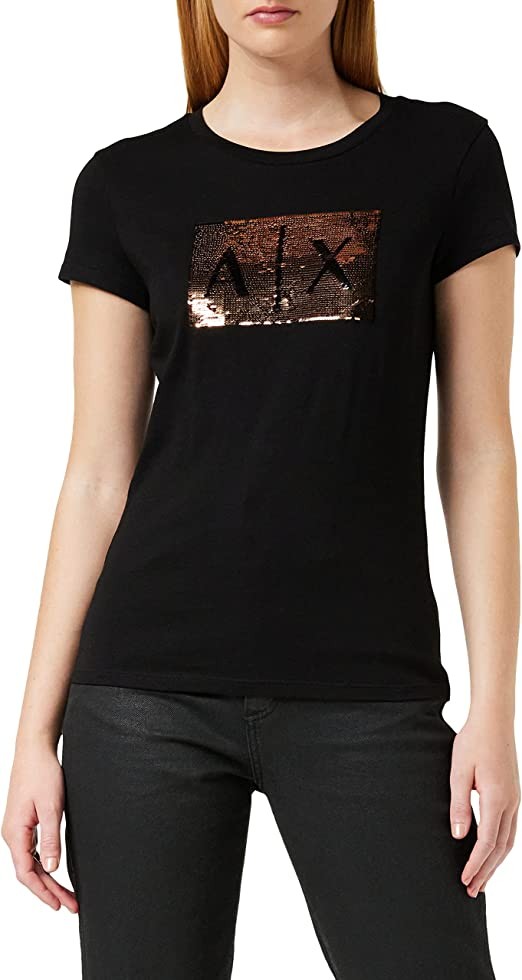 A|X ARMANI EXCHANGE Women's Basic T-Shirt with Logo on Chest