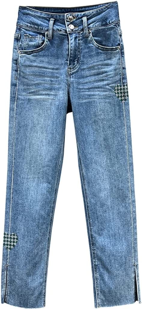 jeans Straight Jeans for Women Spring/summer Elastic Denim Pants Sexy Girls Jean Casual Female Blue Jeans (Color : Picture color, Size : 29 code)