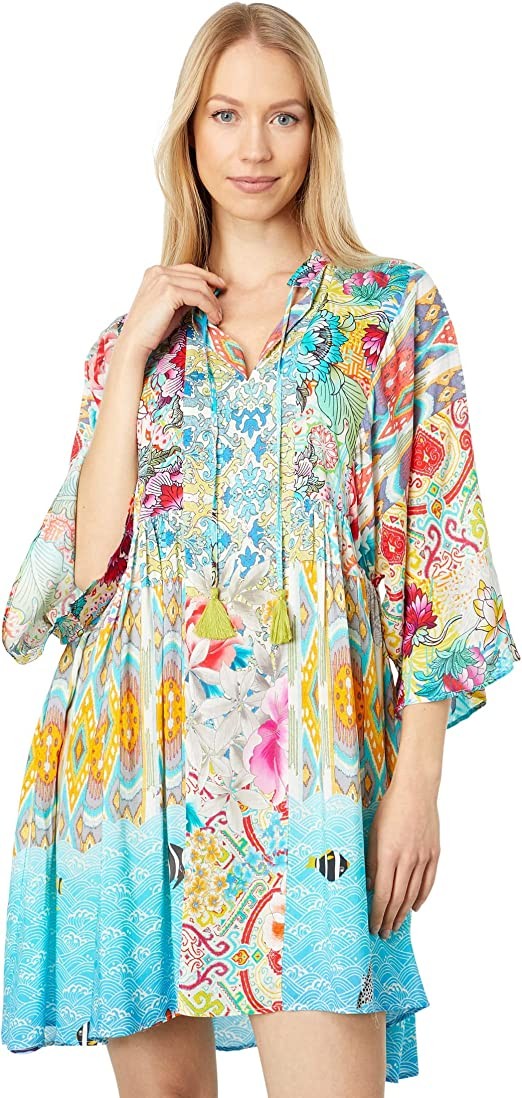 Johnny Was Women's Mixi Printed Cover Up Dress Kaftan
