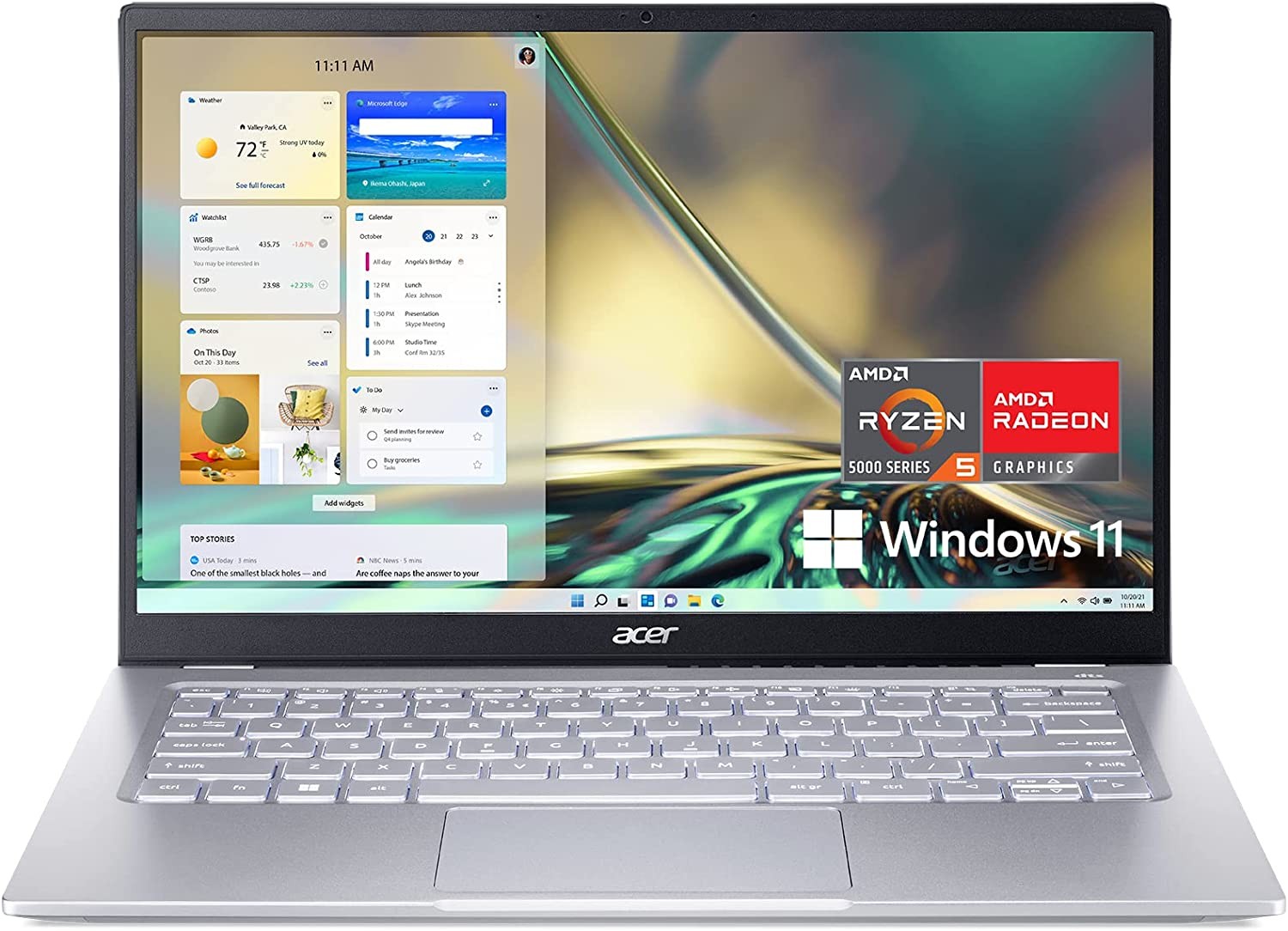 Acer Swift 3 SF314-44-R3ZM Laptop | 14" Full HD IPS | 100% sRGB | AMD Ryzen 5 5625U Hexa-Core Processor | AMD Radeon Graphics | 16GB LPDDR4X | 512GB SSD | Wi-Fi 6E | Backlit Keyboard | Windows 11