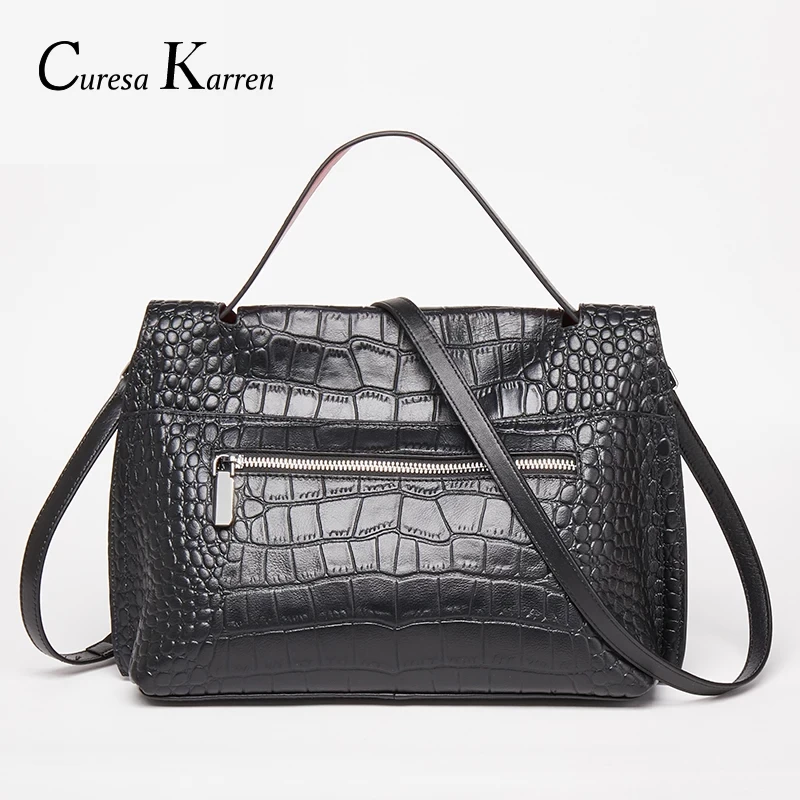 women bags Crocodile fashion leather ladies bag business large capacity messenger bag female free purse phone free shipping