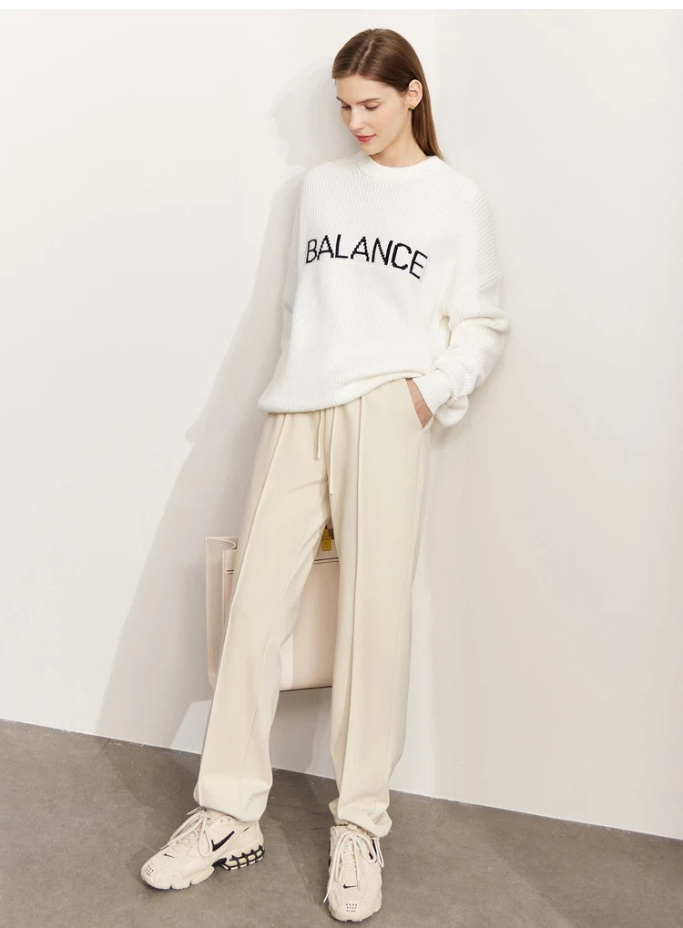 AMII Minimalism Pants Women 2022 Winter Fashion Warm Casual Commuter All-match Solid Elastic Waist Ankle-Length Pants 12240939