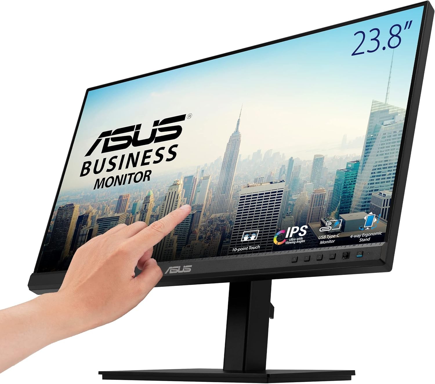 Asus Business BE24ECSBT - 24 Inch Full HD Monitor - 16:9 IPS Panel, 1920 x 1080-10-Point Multi-Touch, Ergonomic - DP in-out with Daisy Chain Support, HDMI, 80W USB-C, USB-Hub, Speaker