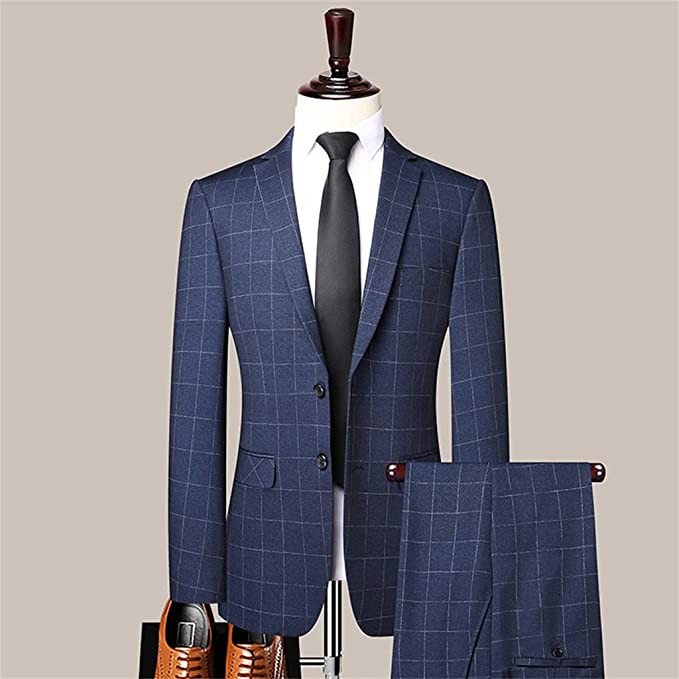 n/a 5XL (Blazer + Trousers) Men's Suit Business Style Gentleman Casual Wedding Dress Formal 2-Piece Set (Color : B, Size : 5XL (EUR 2XL))