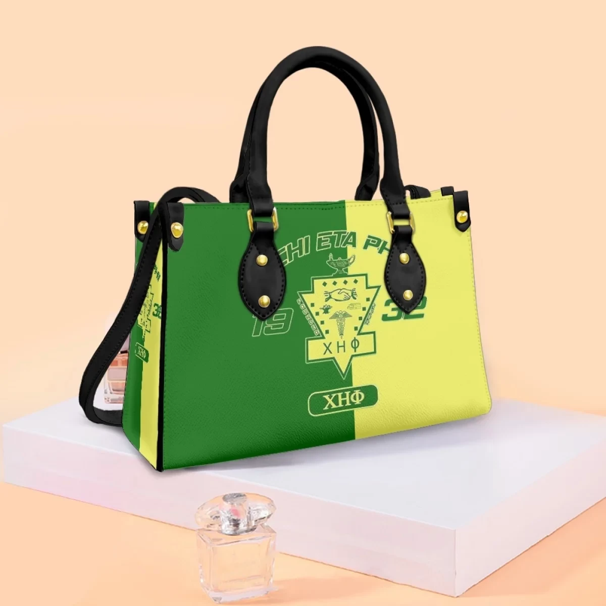 Chi Eta Phi Sorority PU Leatherbag Tote Bags For Women’s Lightweight Snack Bags Meal Box Accessories Handbags Commuter Shopping