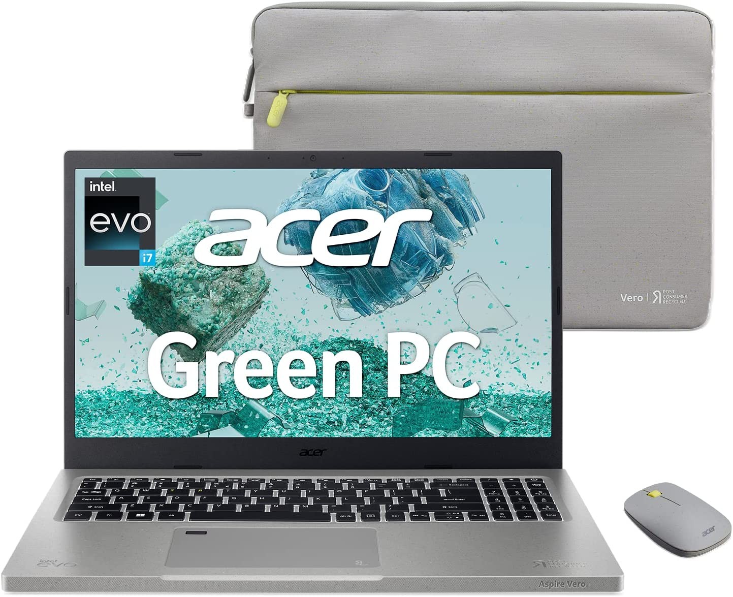 Acer Aspire Vero AV15-52-712Q Intel Evo Green PC | 15.6" FHD IPS 100% sRGB Display | 12th Gen Intel Core i7-1255U | Intel Iris Xe Graphics | 16GB DDR4 | 1TB Gen 4 SSD | Wi-Fi 6E | PCR Materials
