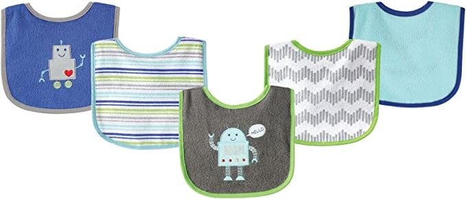 Luvable Friends Baby Bear Baby 5-Pack Waterproof Bibs 02196 Pink