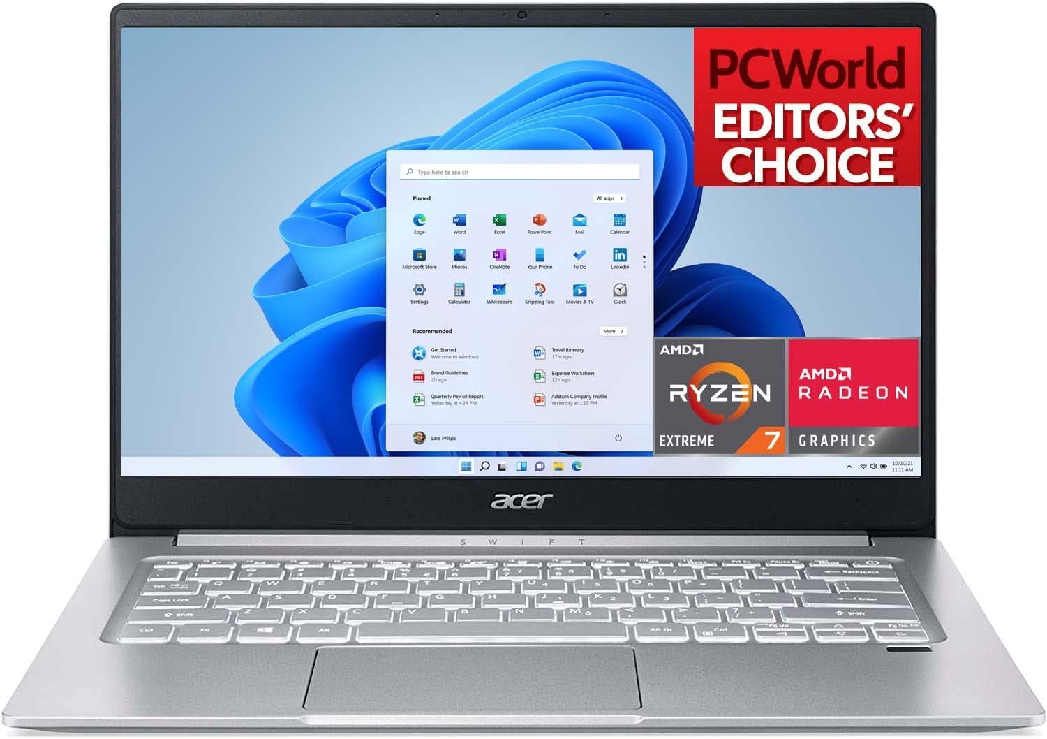 Acer Swift 3 Ultra Light Laptop AMD Ryzen 7 4700U 8-Core Processor 8GB DDR4 512GB NVMe SSD WiFi 6 Backlit Keyboard Fingerprint Reader SF314-42 Windows 11 (Renewed)