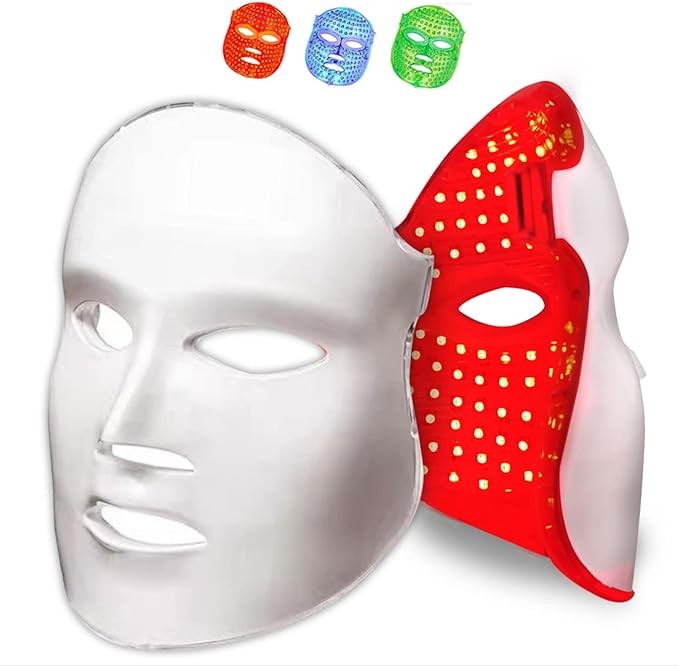 Aphrona 祛痘除皱护肤面膜 经FDA 认证 | LED 光疗 红光 蓝光 | 光彩照人面部（3 色）